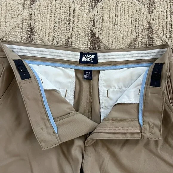 NWOT - Lands End 14H Husky Active Performance Boys Chino Pants - Khaki - Picture 7 of 8